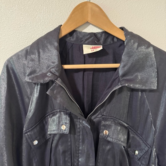 Anthropologie Samant Chauhan Utility Shirt Dress Metallic Slate Maxi Pocket-LP - Picture 4 of 12